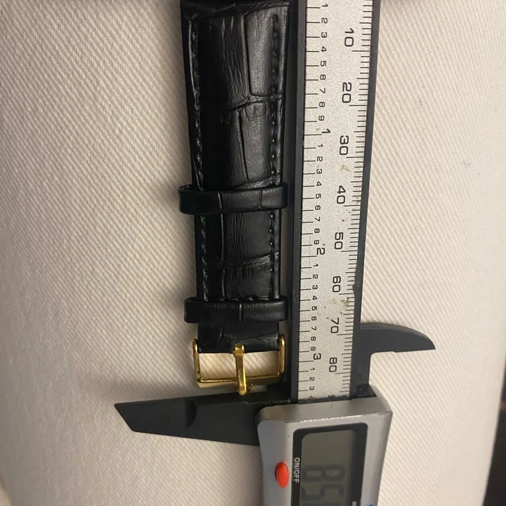Rolex Black Leather Strap with Gold Buckle 20mm